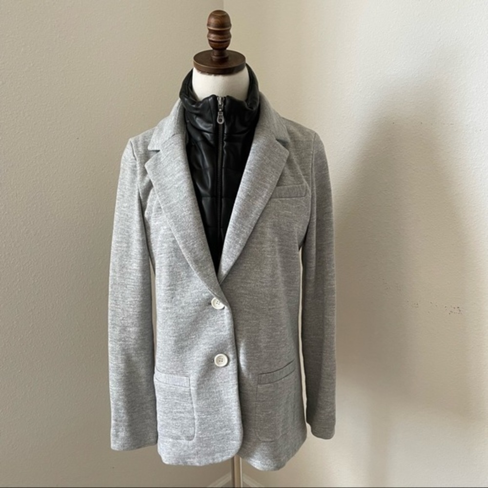 EUC Drew Gray Blazer with detachable Leather Dixie, M